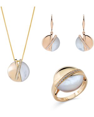Orphelia 'Moragene' 925 Sterling Set: Necklace + Earrings + Ring - Metallic