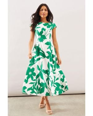 Wallis Floral Ottoman Fit & Flare Midaxi Dress - Green