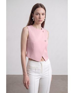 Dilvin Crepe Geweven Vest - Roze