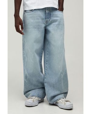 BoohooMAN Lightning Laser Baggy Fit Jeans - Blue
