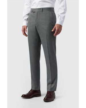 Antique Rogue Flat Fronted Textured Regular Suit Trousers - Grey