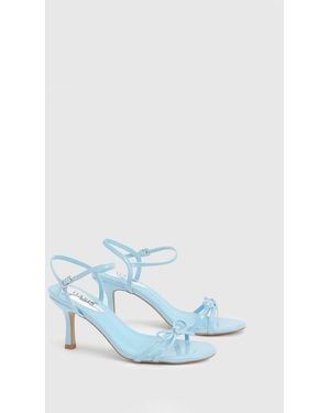 Oasis Scarlett Faux Leather 2 Part Bow Trim Medium Heeled Sandals - Blue