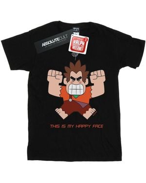 Disney Wreck It Ralph Happy Face T-Shirt Cotton - Black