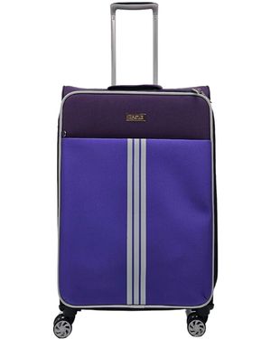 Infinity Leather Lightweight Cabin Suitcases 4 Wheel Luggage Travel Bag - Purple