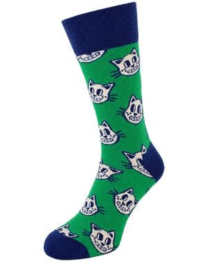 Happy Socks 1-Pack Fun Cat Cotton - Green