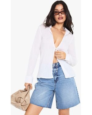 Boohoo Tall Bermuda Denim Short - Blue