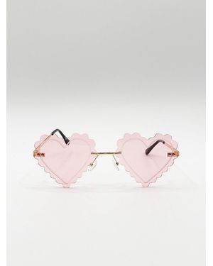 SVNX Scallop Heart Sunglasses - Pink