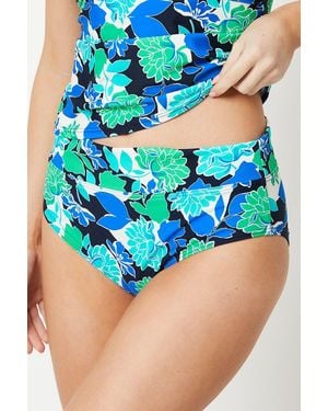 Gorgeous Bold Bloom Twist Front Tummy Control Tankini - Blue