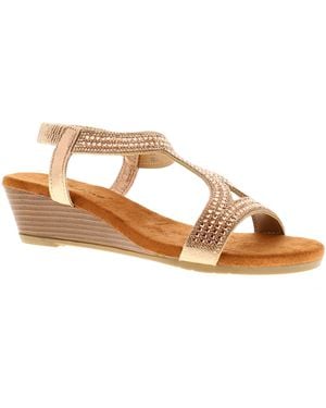 Platino Wedge Sandals Sparkle Twinkle Elasticated - Black