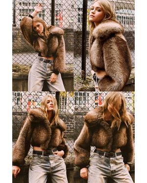 Nasty Gal Premium Tipped Natural Faux Fur Bomber - Brown