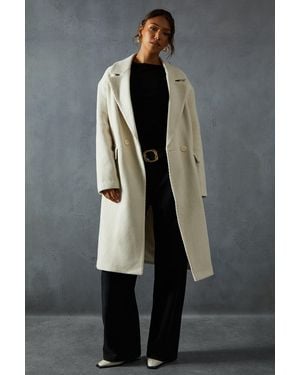 MissPap Wool Look Textured Coat - Black
