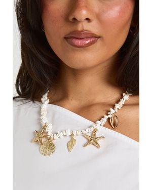 Boohoo Ocean Seashell Charm Necklace - Metallic