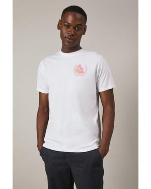 MAINE Sailing Crest Print T-Shirt Cotton - White