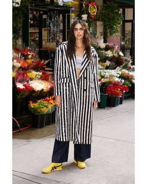 Nasty Gal Striped Wool Look Coat - Black
