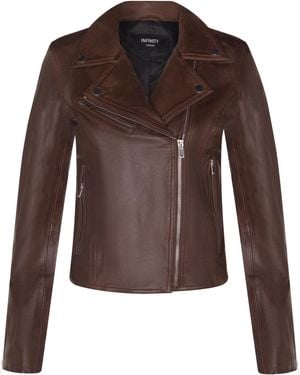 Infinity Leather Classic Biker Brando Jacket-Baku - Brown