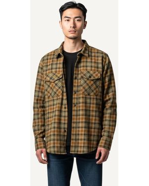 Zara Check Flannel Shirt With Patch Pockets - Brown