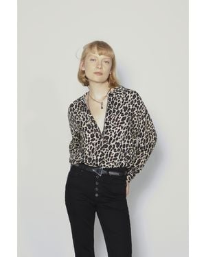 IKKS Leopard Print Long Sleeve Shirt - Brown