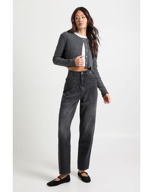 Boohoo Tall Basics High Waist Mom Jean - Blue