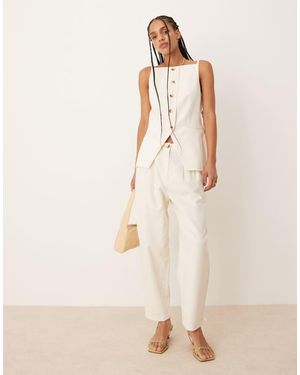 Nobody's Child Liam Barrel Leg Tailored Trousers Co-Ord - Natural