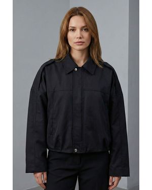 Bigdart Gabardine Bomber Jacket With Zipper Closure - Grey