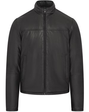 Infinity Leather Reversible Bomber Jacket - Black