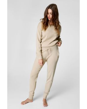 Nasty Gal Knitted Drop Shoulder Jogger Set - Natural