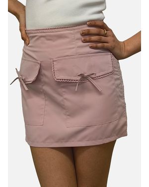 Gini London Rose Bow Pocket Detail Micro Mini Skirt - Pink