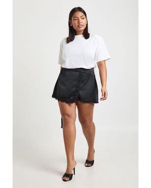 Boohoo Plus Lace Trim Skort - Black