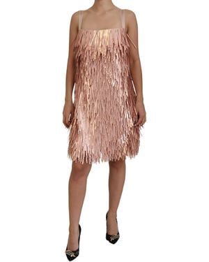 Dolce & Gabbana Sequin Fringe Mini Dress - Orange