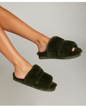 Hunkemöller Fake Fur Slippers - Green