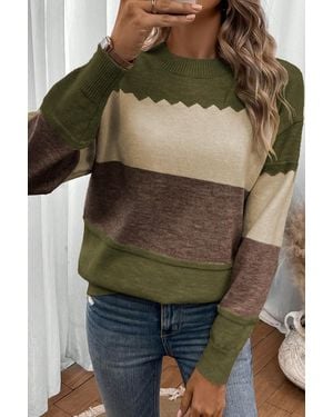 Azura Exchange Kleurblok Casual Pullover - Groen