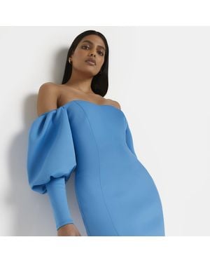 River Island Bodycon Mini Dress Bardot - Blue