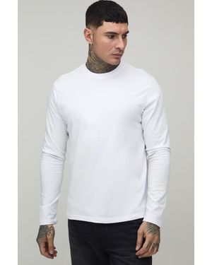 BoohooMAN Tall Long Sleeve Crew Neck T-Shirt - White