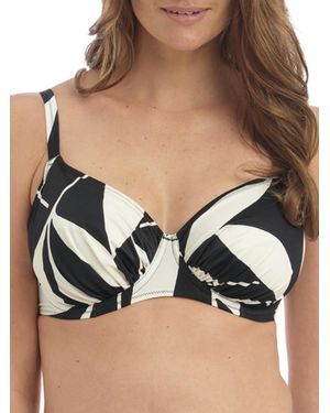 Fantasie Ile De Re Gathered Full Cup Bikini Top & Cream - Black