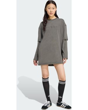 adidas Originals Layered Long-Sleeve Tee Dress - Grey