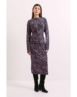PRINCIPLES Printed Twist Front Jersey Midi Dress - Purple
