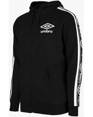 Umbro Long Sleeve Zip Up Taped Hoodie Track Jacket 65506U Fl3 - Black