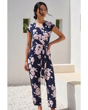 Roman Petite Floral Jumpsuit - Blue