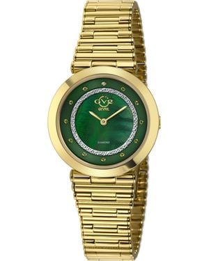 Gv2 Burano Swiss Quartz Mop Dial Stainless Steel Bracelet Diamond Watch - Green