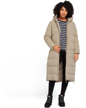 North Ridge Roaming Jacket With Generous Cosy Hood & Zipped Hem Vents, Longline Winter Coat - Natural
