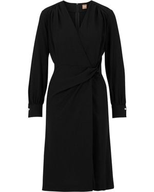BOSS Dojafa V-Neck Midi Wrap Dress - Black