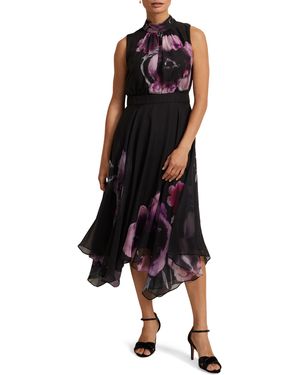 Phase Eight Lucinda Floral Chiffon Midi Dress - Black