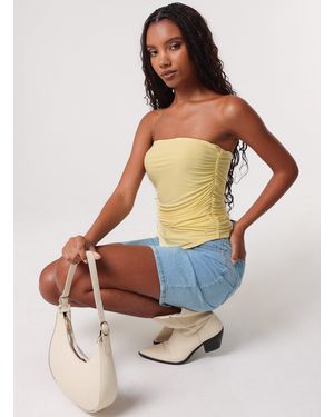 Pink Vanilla Ruched Slinky Bandeau Top - Yellow