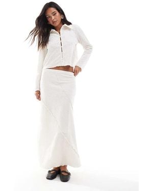 Object Textured Maxi Skirt With Seam Detail Co-Ord - White