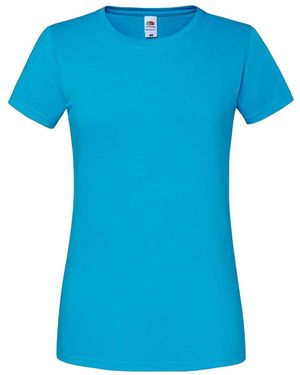 Fruit Of The Loom Ladies Fit Ringspun Premium Tshirt (Azure) Cotton - Blue