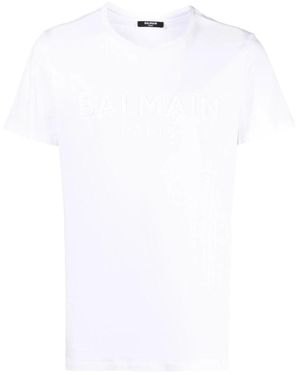 Balmain Paris Embossed Logo T-Shirt Cotton - White