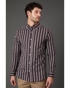 MAINE Stripe Long Sleeve Shirt Cotton - Grey