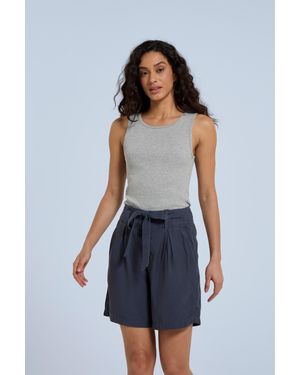 Mountain Warehouse 'Loren' Paper Bag Shorts Belted High Rise Waist Summer Bottoms Lyocell - Blue