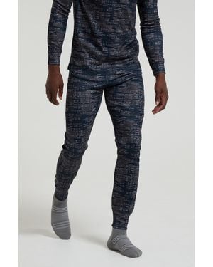 Mountain Warehouse 'Talus' Thermal Base Layer Trousers High Wicking Quick Dry Winter Trousers - Blue