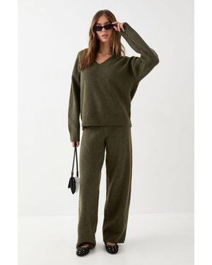 MissPap Knitted Wide Leg Trousers - Green